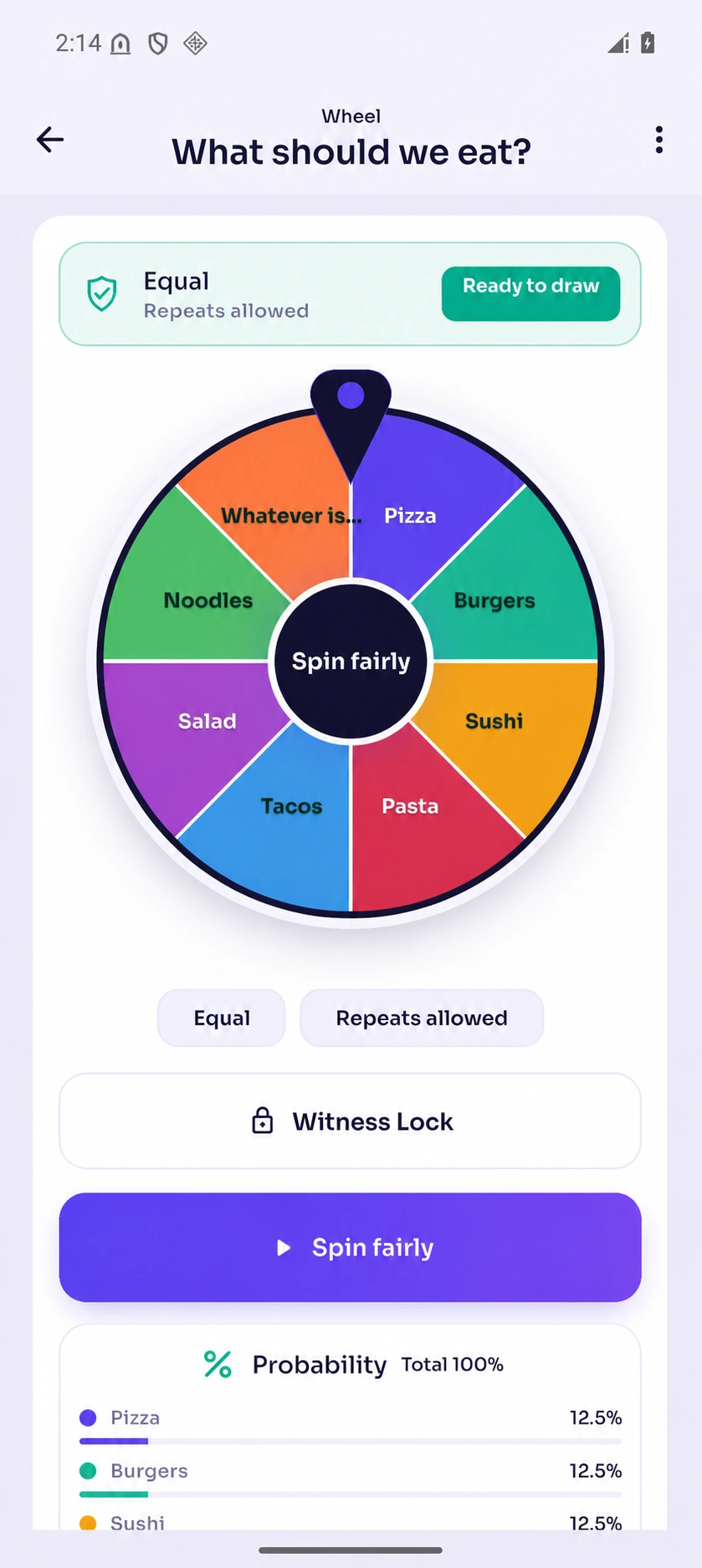 FairPick — Product screen