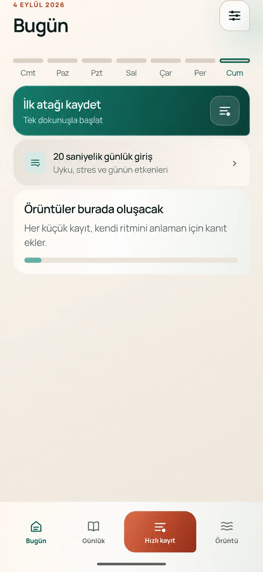 Migraine Diary — Product screen