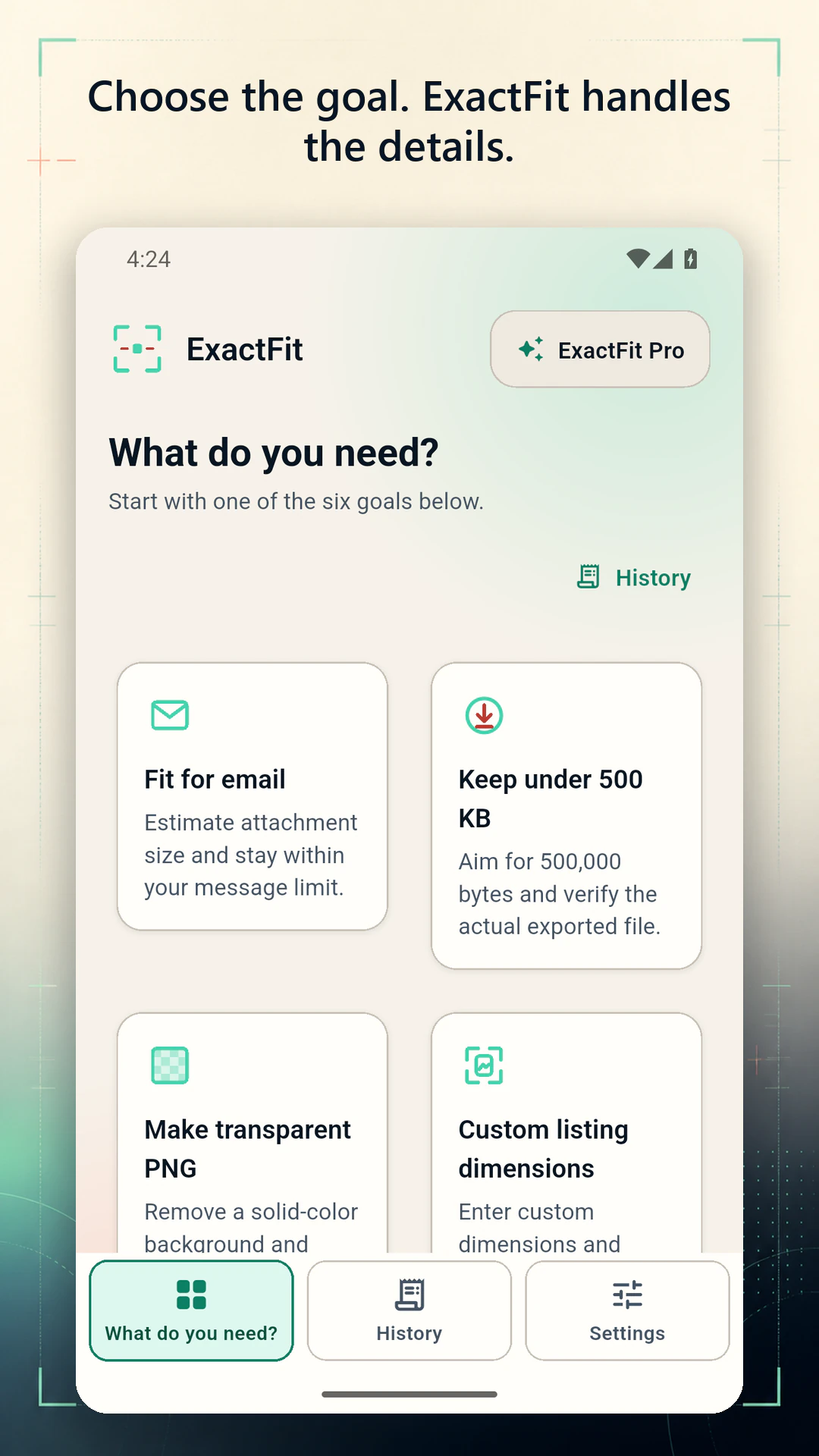 ExactFit screen 1